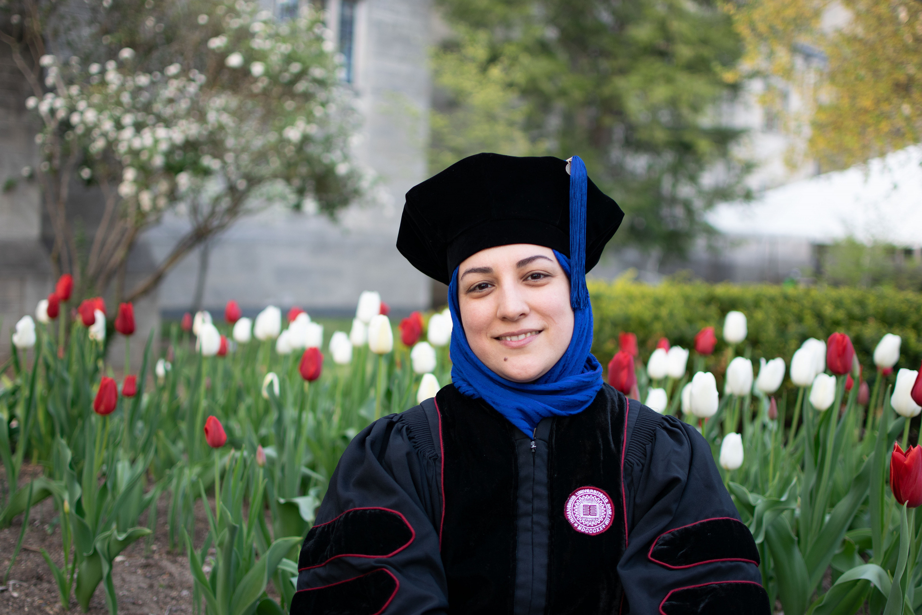 Image of Maryam Zahedian in IU cap and gown.