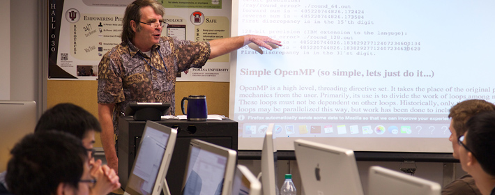 Ray Sheppard, UITS Research Technologies, presents during a US Array workshop at IU-Bloomington.