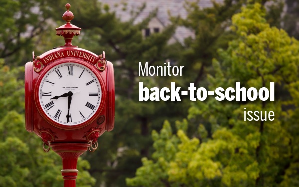 IU clock beside text Monitor back-to-school issue