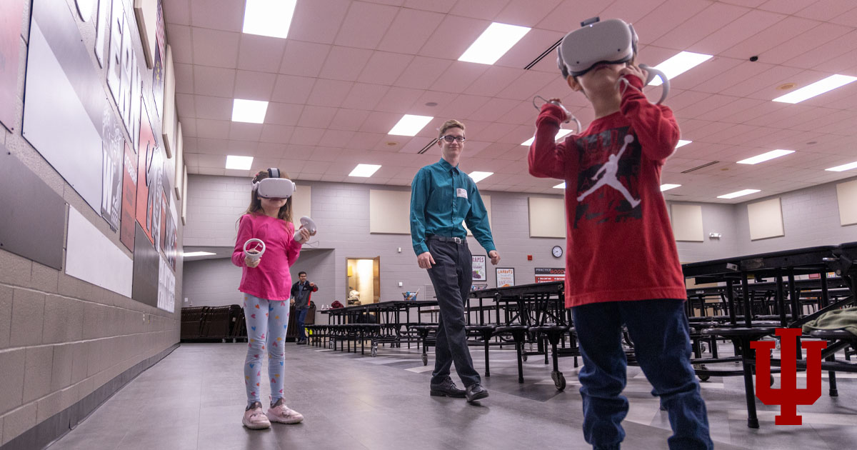 Children use VR goggles
