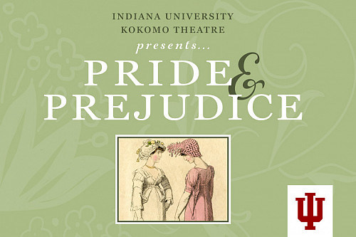 Green background with image of two women in regency dress and the words Pride and Prejudice