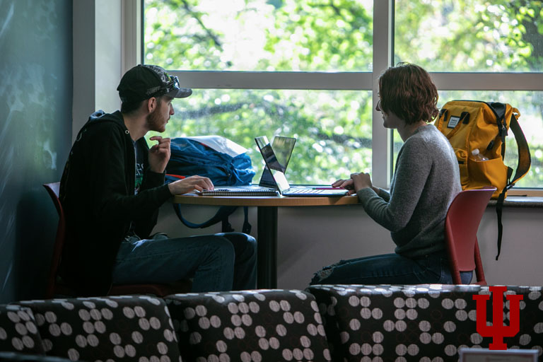 Two people at a table