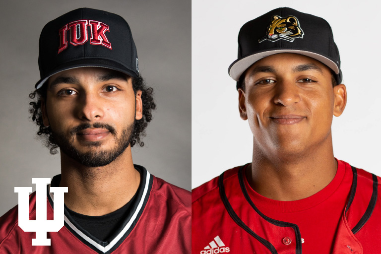 a graphic image of two men in baseball uniforms