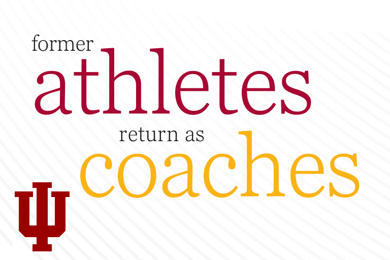graphic with letters spelling former athletes return as coaches