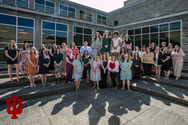 A group photo in the courtyard