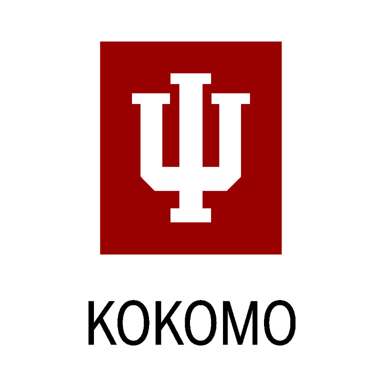 IU Kokomo white trident on a red background