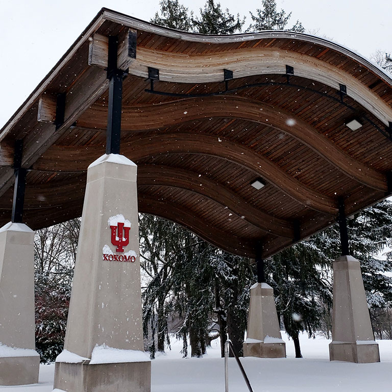 The pavilion in snow