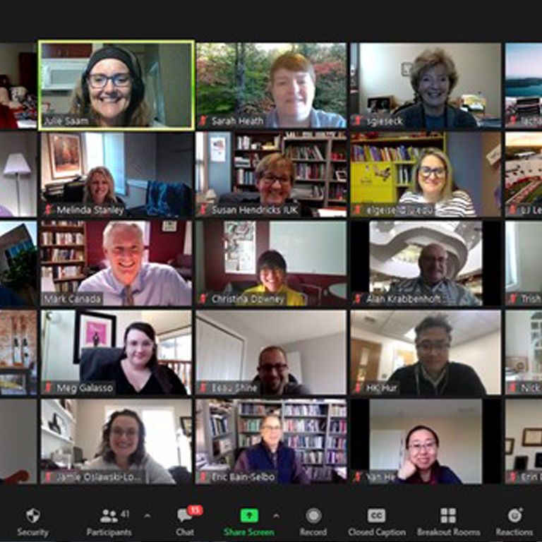 A grid of screenshots from a Zoom meeting