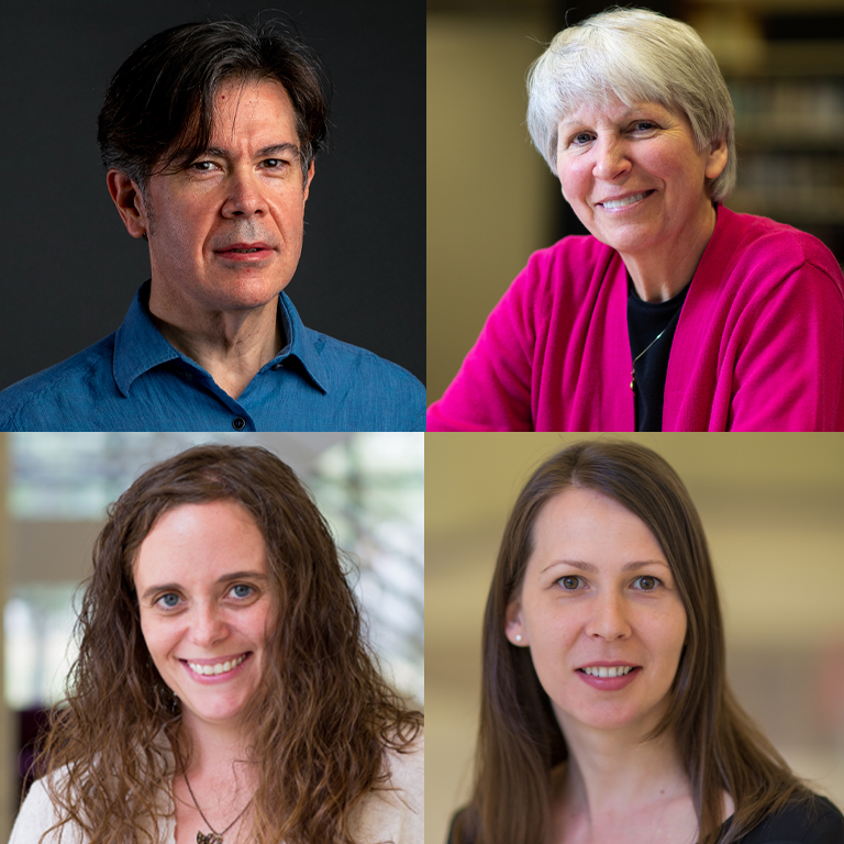 A grid of portraits of one man and three women