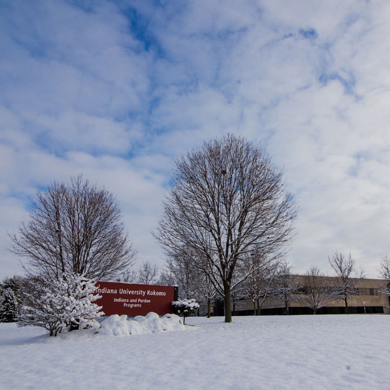 IU Kokomo sign in the snow