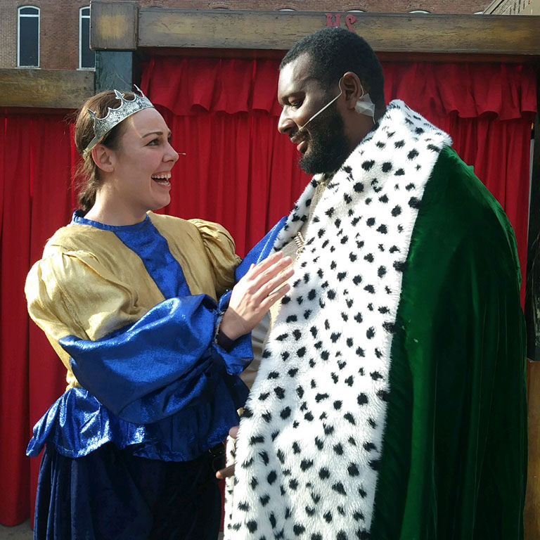 Two actors in costume