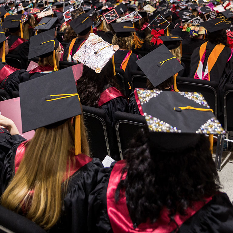 Graduates seen from behind