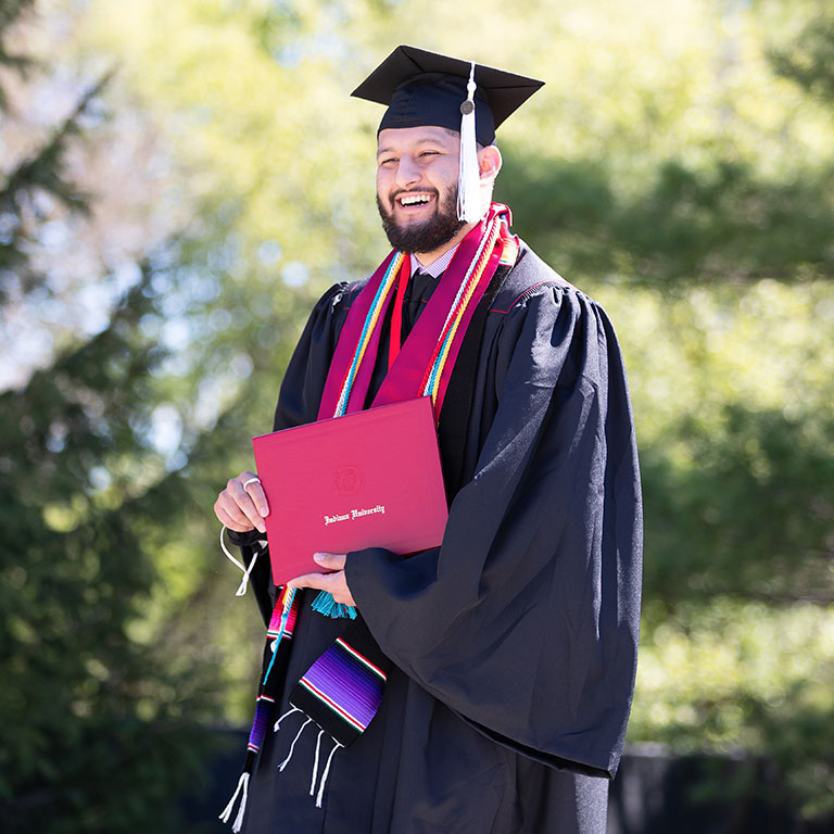 A man in a cap and gown