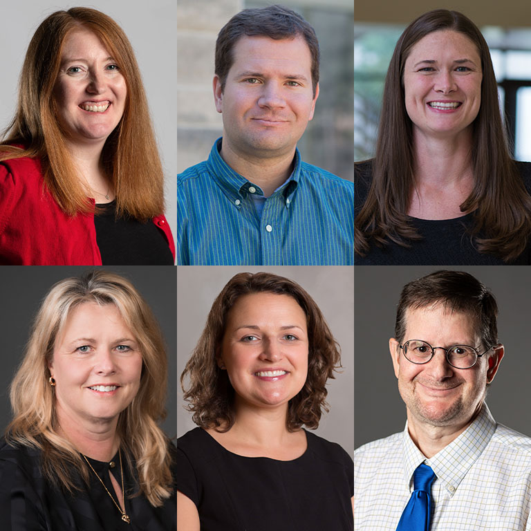 Photo of two male and four female instructors.
