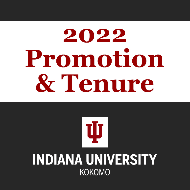 Red words 2022 promotions and tenure with gray and white background