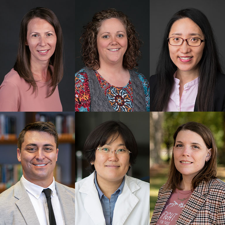 A grid of portraits of six people