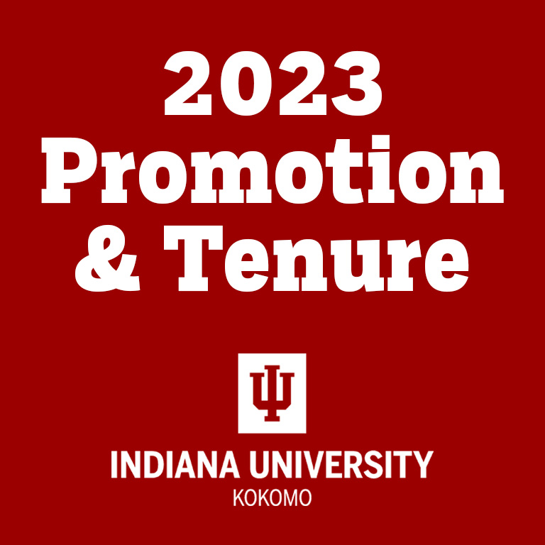 A red background with the words 2023 promotion and tenure in white