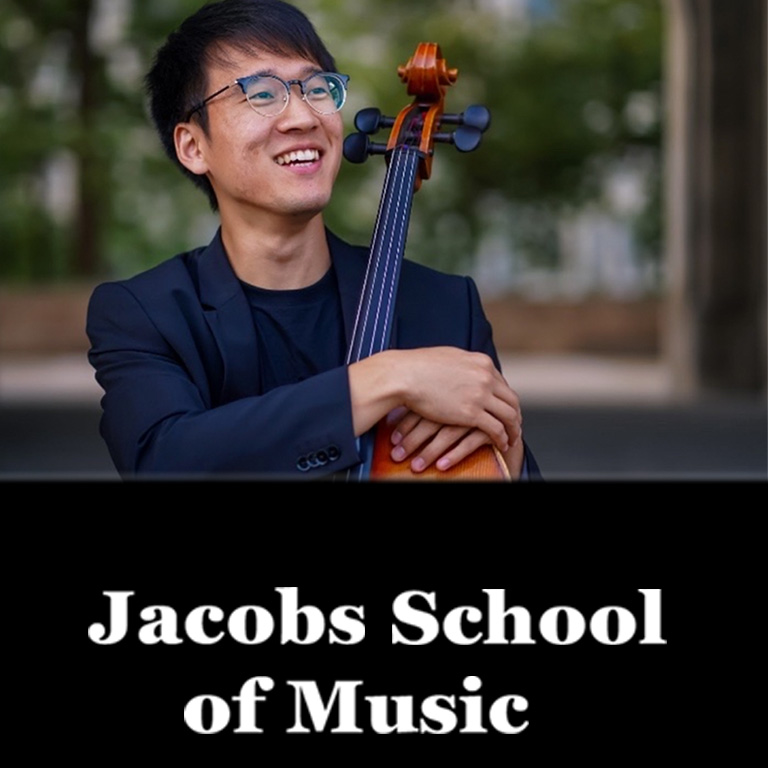 A man holds a stringed instrument