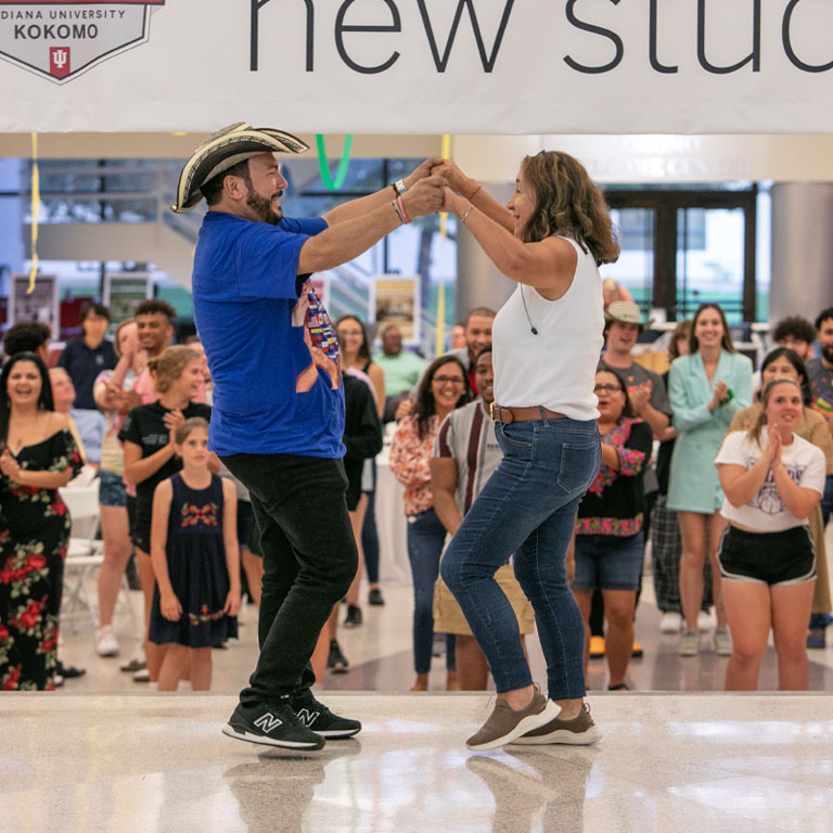 A man and woman dance