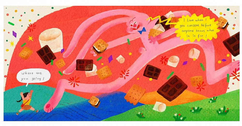 An illustration in Lorie in Cybersecurity Wonderland: The Fun of Camping & Mobile Security depicting a type of cyber attack. Illustra...