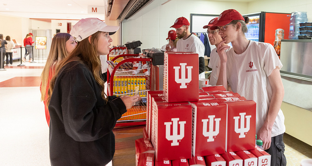 Concession stand volunteers during a men's basketball game at IU Bloomington on Tuesday, Feb. 28, 2023. (Photo by Chris Meyer/Indiana Uni...