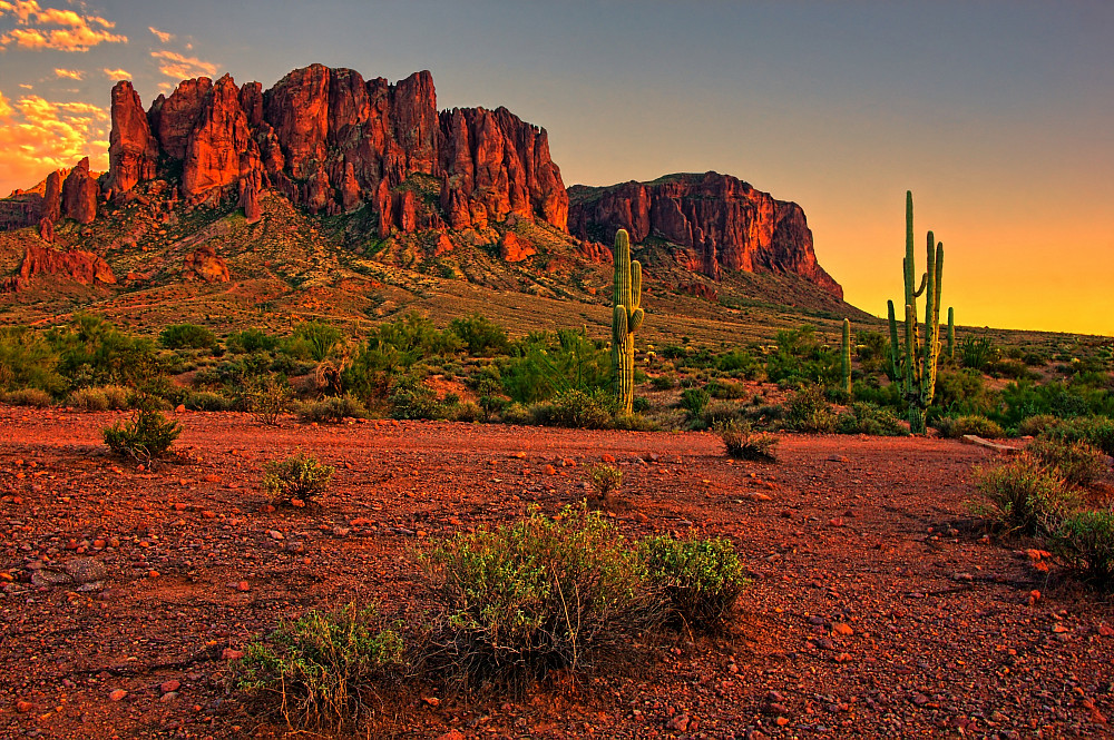 Desert sunset with mountain near Phoenix, Arizona, USA. Adobe Stock photo