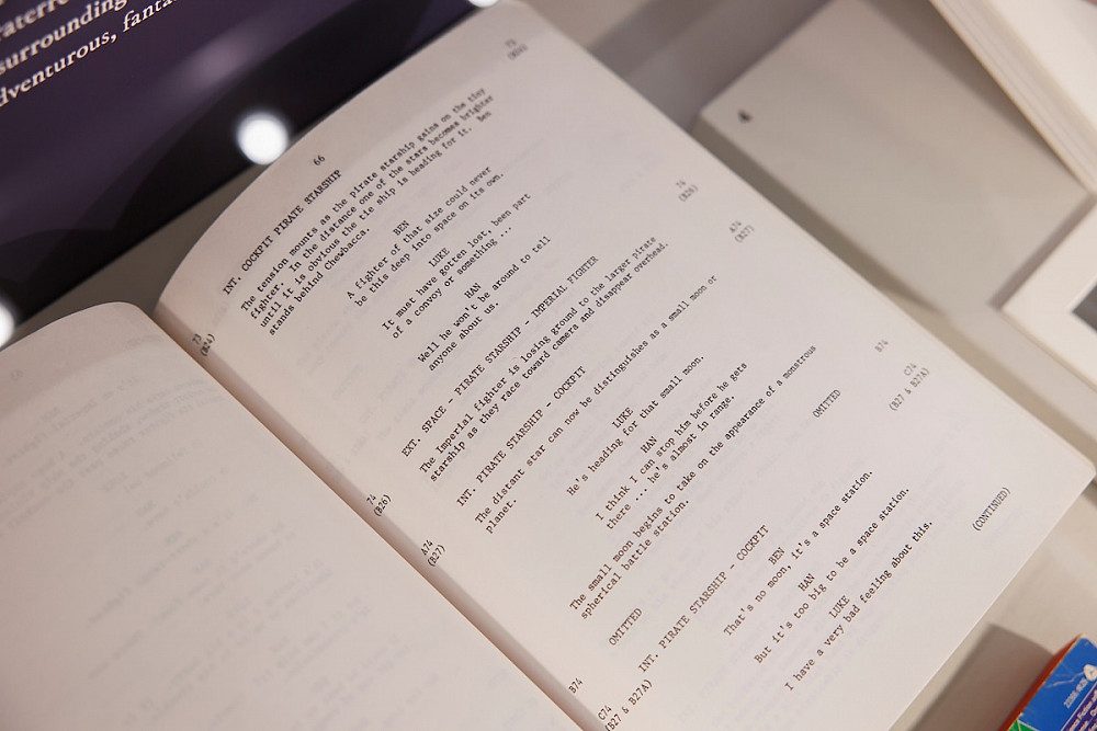 An original shooting script from the movie Star Wars: A New Hope is on display as part of the Lilly Library's Receding Horizons exhi...
