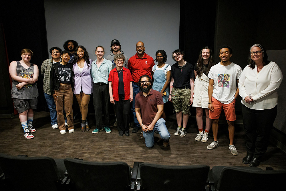 Indiana University Senior Lecturer Susanne Schwibs, center, poses with members of her MSCH-P 435 Facing the Facade class after a screenin...