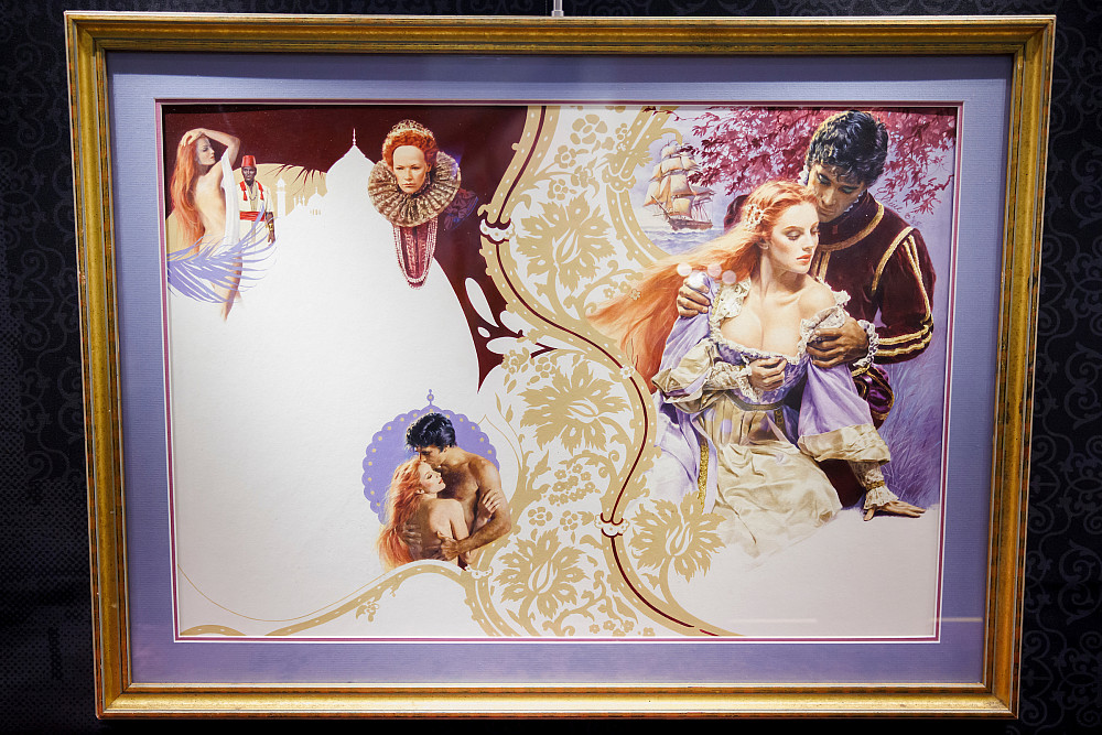 An original painting by artist Elaine Duillo for the cover of A Love for All Time, written by Bertrice Small is pictured. Kmart refused t...