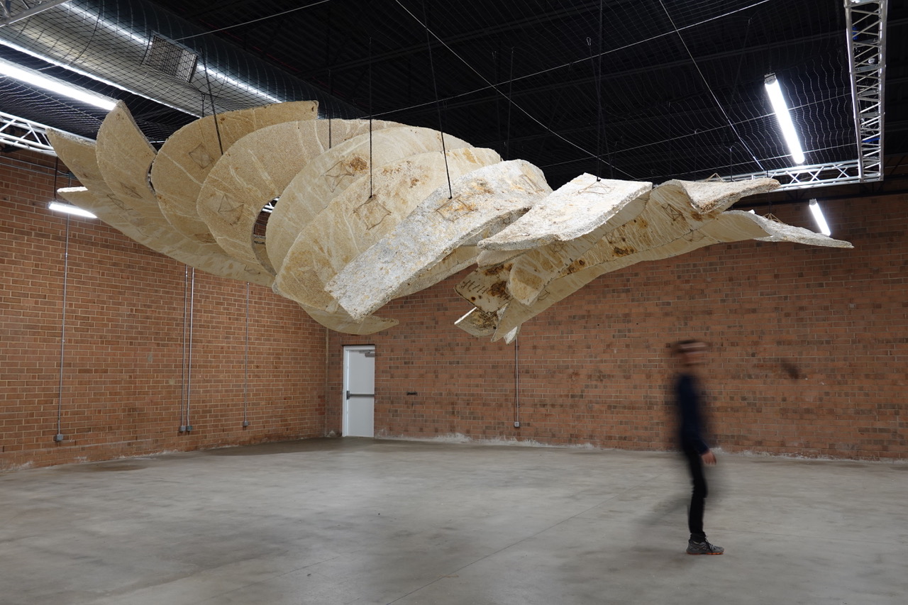 An installation of a mycelium-based acoustic structure that was created by Hsu's colleague, associate professor of architecture at UNC-Ch...