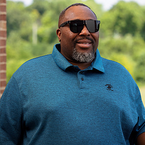 Michael Hardin, an IUPUI student and intern with the Gregory S. Fehribach Center's program at Eskenazi Health, poses for a photograph at ...