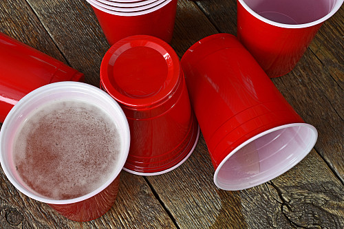 Red Solo cups with beer