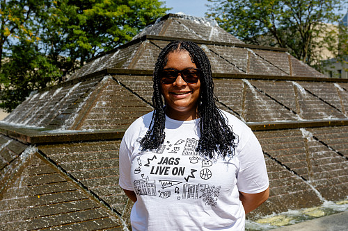 Scholarships were a significant factor in student Chandler Harris's decision to attend IU Indianapolis, were she will be studying informa...