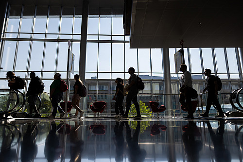 IUPUI first-year students participate in Bridge Week to help acquaint themselves with the campus. The photo was taken at IUPUI on Friday,...