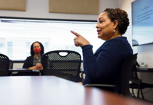 Dean Jackson speaks to education students about the School of Education's global focus and mission. Photo by Liz Kaye, Indiana University.