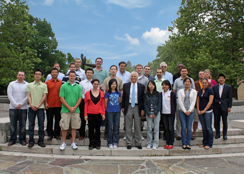 Richard DiMarchi poses with students who work in his lab.