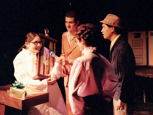 Student actors, from left to right, Karalyn Shima, Patrick J. Song, Amy Hays and Sean Gallagher performed the first play Lloyd Suh ever w...