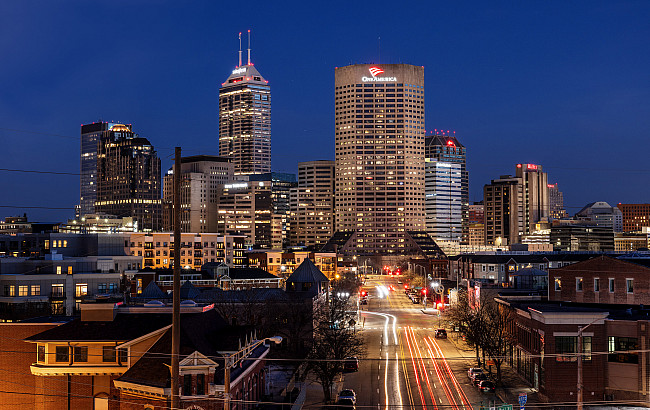 A view of the Indianapolis skyline from the roof of the Madam Walker Legacy Center. The photo was taken on Sunday, Feb. 11, 2024. (Photo ...