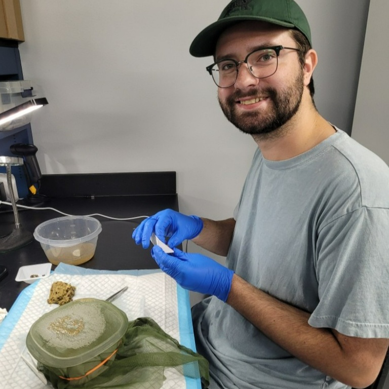 When he's not collecting samples, Zach Hatfield is in the lab preparing and analyzing them.