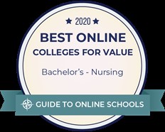 A logo saying best online colleges for value.
