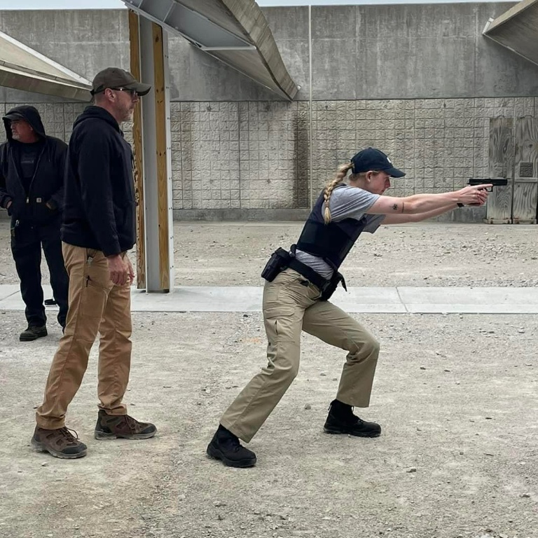 IU Northwest senior Taylor VanDommelen goes through drills during IU Police Academy's Cadet Officer Program.