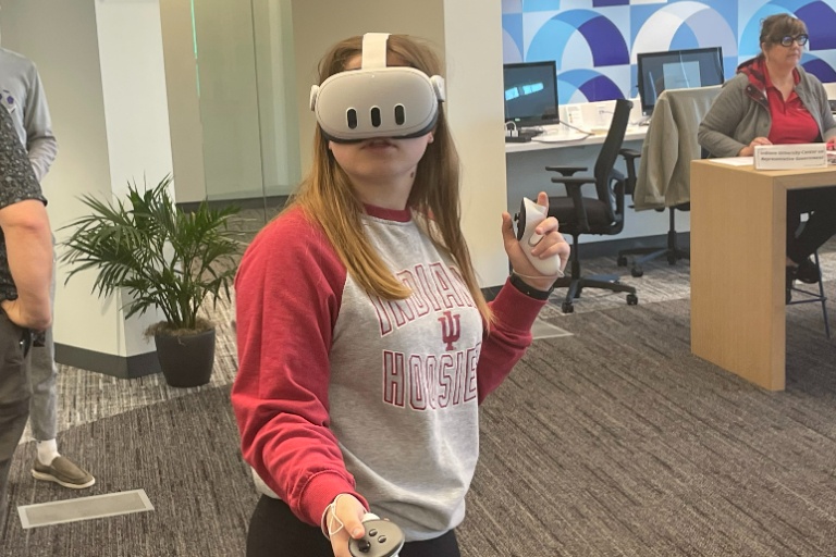 Student with VR headset