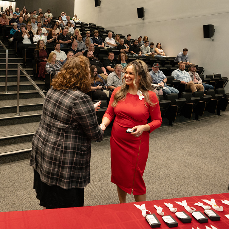 Nursing student receives pin
