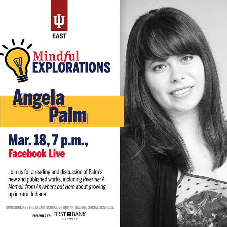 Mindful Explorations Facebook Live event graphic with Angela Palm
