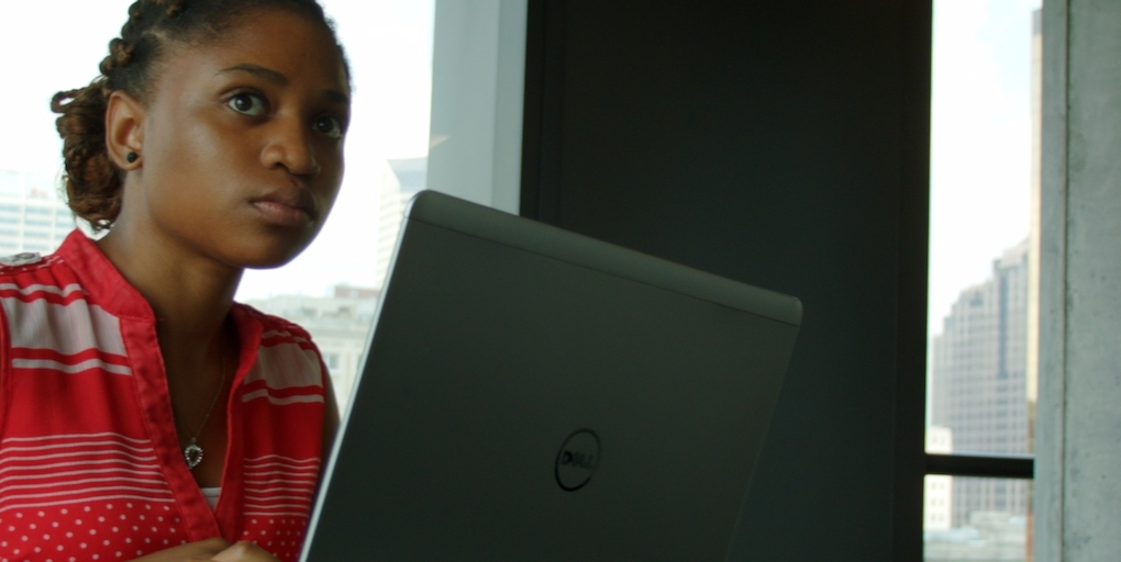 Student working at a computer