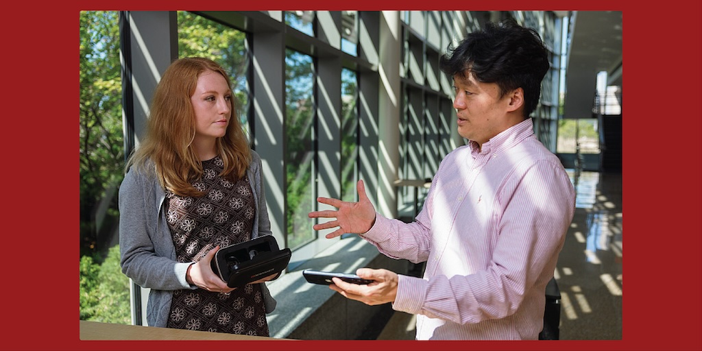 Assistant professor of health informatics Hee-Tae Jung, right, and IU Ph.D. student Erica Babb of the IU Luddy School of Informatics, Com...