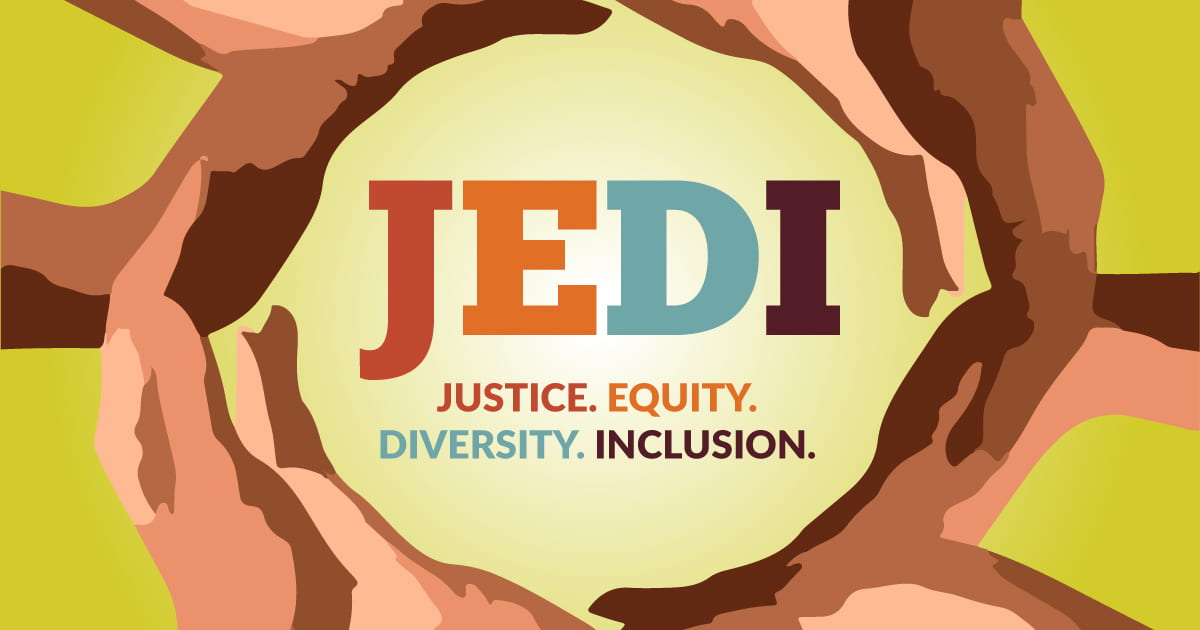 justice, equity, diversity and inclusion graphic