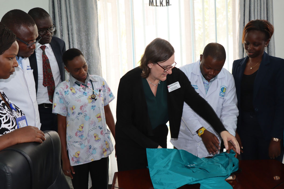 Sherri Bucher presents revised prototypes for the patented NeoWarm biomedical device to Mama Lucy Kibaki Hospital for additional feedback...