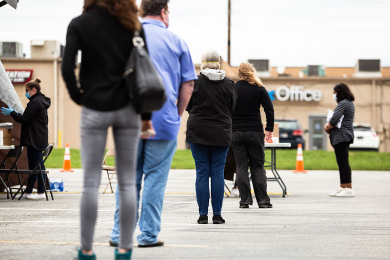 Prevalence study testing site. Photo taken April 25, 2020, in Indianapolis. Photographed by Liz Kaye.