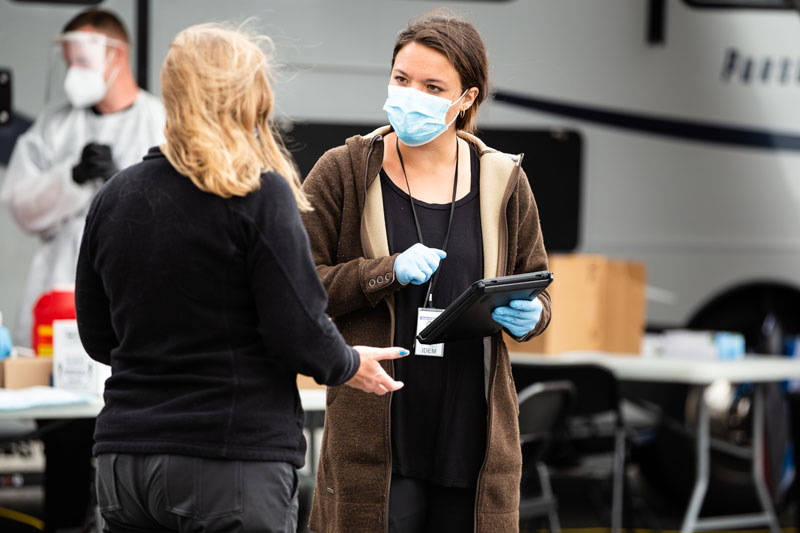Michaela Hecox of the Indiana Department of Environmental Management works at a Marion County test site.